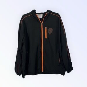 Sanfransico Giant MLB Black Football Full Zip Windbreaker Jacket Men's Size XL